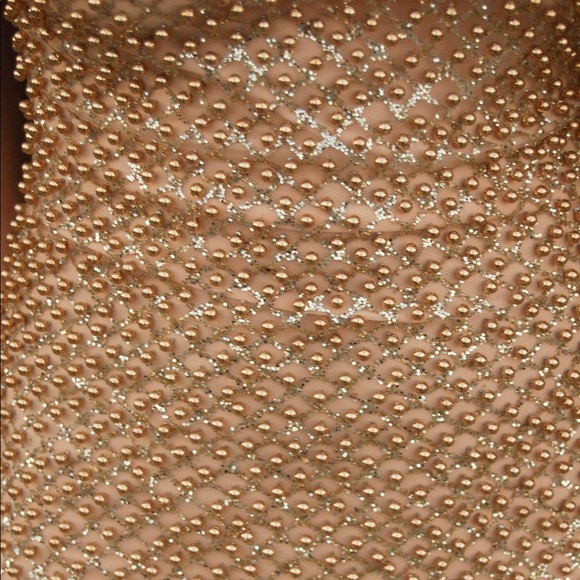 Gold Pearl Glitter Mini Dress - Picture 4 of 4